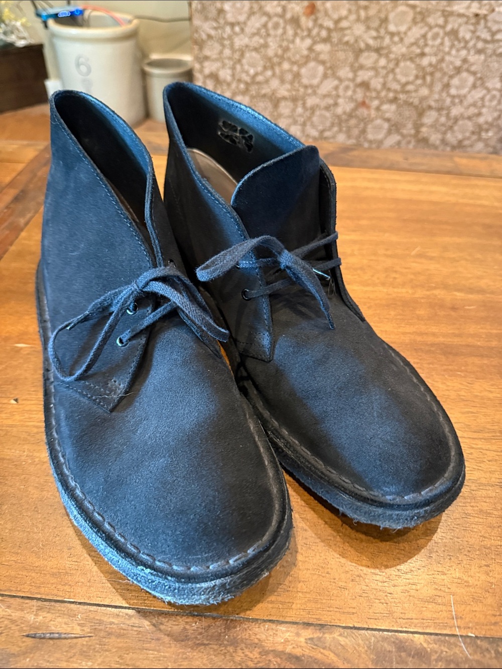 Clarks Men's Navy Suede Chukka Boots - Lace-Up